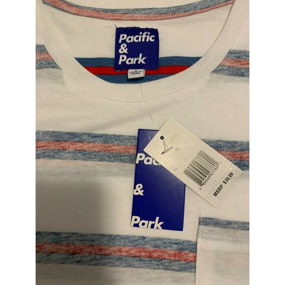 Pacific & Park Striped short sleeves Crew Neck T-Shirt Size Large - Picture 4 of 5